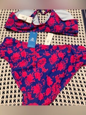Cupshe Blue & Pink Floral Bikini Set